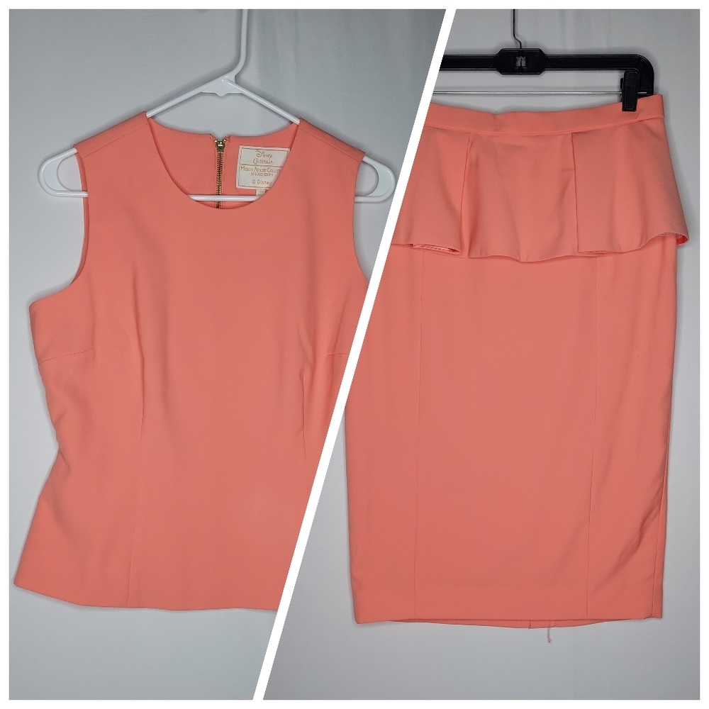 Disney Women Skirt Set Cinderella Modern Princess Coco Rocha 10 Coral Peplum Zip